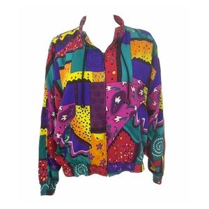 Vintage Abstract Colorful Windbreaker SZ M